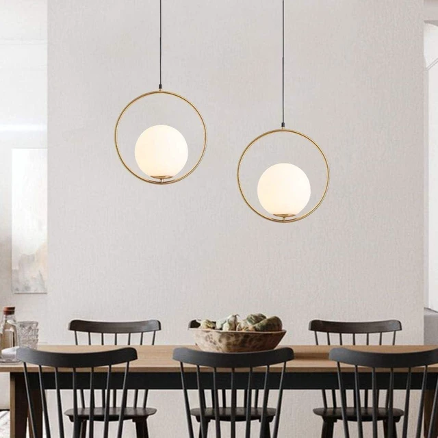 Alt view image 6 of 7 - KCO Modern 13.8 Brushed Gold Circle Pendant Light with 7.9 Globe Shade