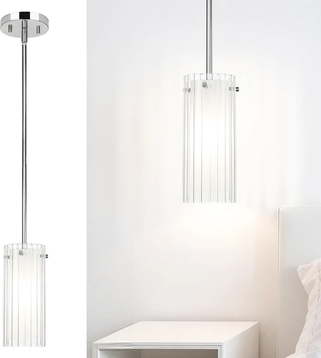 Main image of XiNBEi Lighting Single Dual Glass Pendant Lights Kitchen Island Chrome