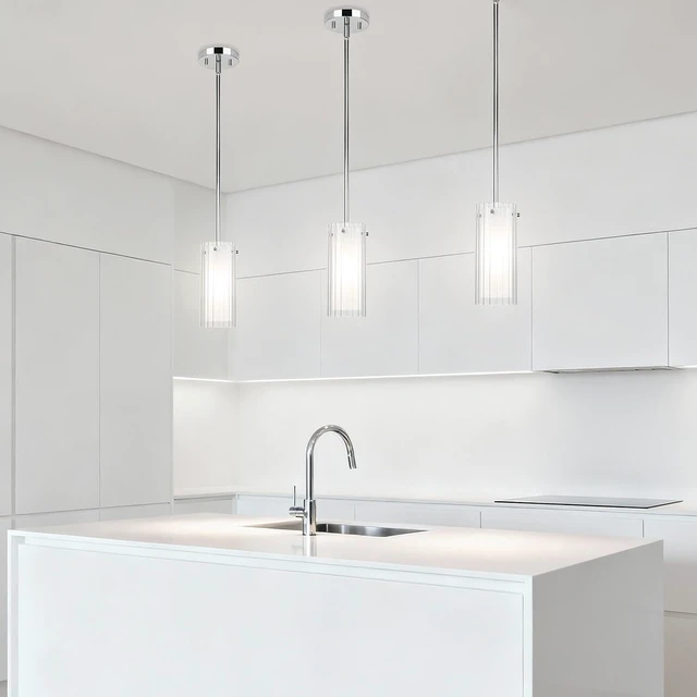 Alt view image 3 of 6 - XiNBEi Lighting Single Dual Glass Pendant Lights Kitchen Island Chrome