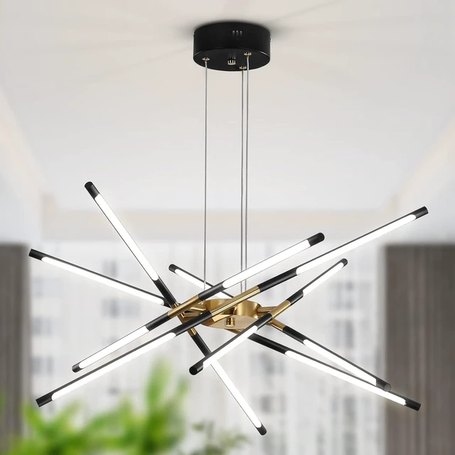 Main image of Black and Gold Chandelier,Modern Sputnik Chandelier LED Chandeliers Ceiling Light Easy to Install Pendant Lights New Art Hanging Lamps for Dining Room,Kitchen,Bedroom,Living Room (12 Heads )