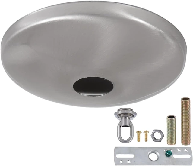 Alt view image 3 of 5 - B&P Lamp® Screw Collar Ceiling Light Canopy Plate Kit (Satin Nickel)