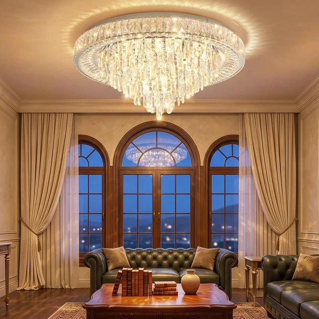 Main image of Modern Chandeliers for Living Room Crystal Ceiling Light Fixture LED Dimmable Lamp with Remote Pendant Lighting Flush Mount Ceiling Lighting for Dining Room Bedrooms