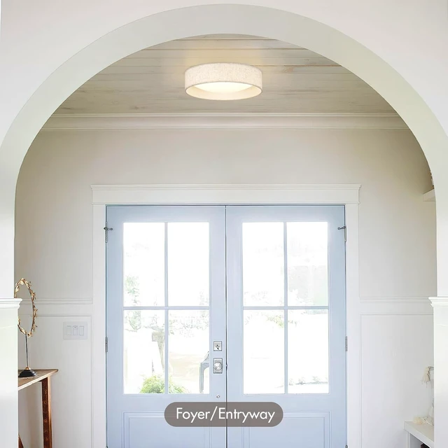 Alt view image 6 of 7 - Modern Linen LED 13 Inch Ceiling Light Fixture with 24W 5CCT, Flush Mount Low Profile Room Lamp, Dimmable Minimalist Lighting for Bedroom, Kitchen, Hallway, Closet, Entryway
