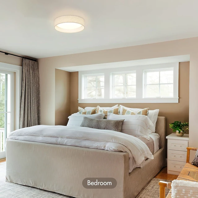Alt view image 7 of 7 - Modern Linen LED 13 Inch Ceiling Light Fixture with 24W 5CCT, Flush Mount Low Profile Room Lamp, Dimmable Minimalist Lighting for Bedroom, Kitchen, Hallway, Closet, Entryway
