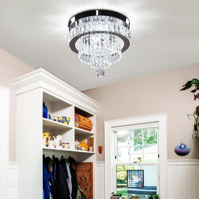 Alt view image 2 of 7 - 11.8" Crystal Ceiling Light, Flush Mount, Cool White