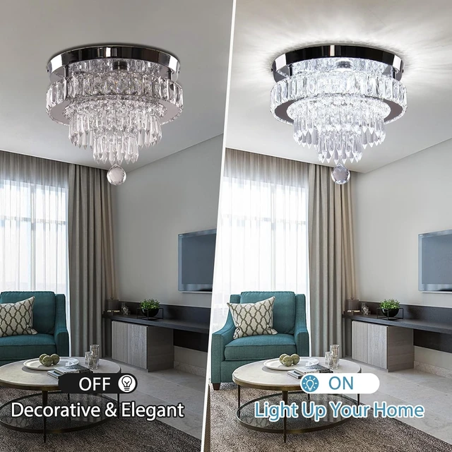 Alt view image 4 of 7 - 11.8" Crystal Ceiling Light, Flush Mount, Cool White