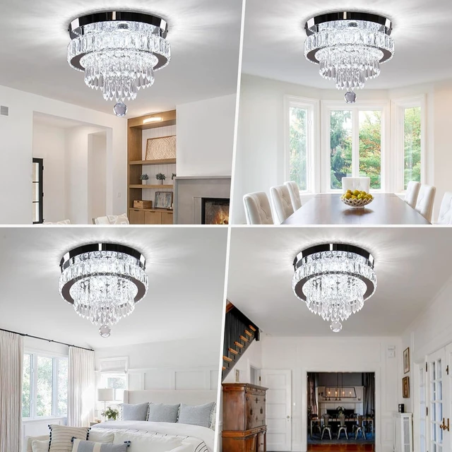 Alt view image 7 of 7 - 11.8" Crystal Ceiling Light, Flush Mount, Cool White