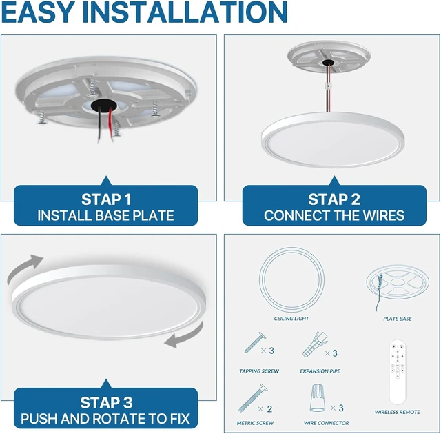 Alt view image 6 of 7 - Dimmable LED Flush Mount Ceiling Light Fixture,2000K Warm Night Light(1Pcs)