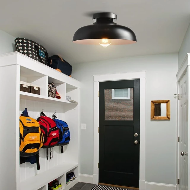 Alt view image 2 of 7 - DIRYZON Flush Mount Ceiling Light, 12-Inch Industrial Black Ceiling Light