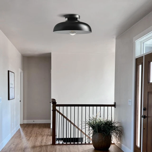 Alt view image 3 of 7 - DIRYZON Flush Mount Ceiling Light, 12-Inch Industrial Black Ceiling Light