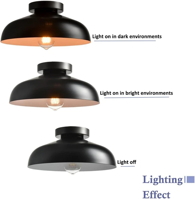 Alt view image 6 of 7 - DIRYZON Flush Mount Ceiling Light, 12-Inch Industrial Black Ceiling Light