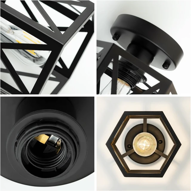 Alt view image 5 of 7 - Semi Flush Mount Ceiling Light for Hallway Light Fixture, 7.5" Black