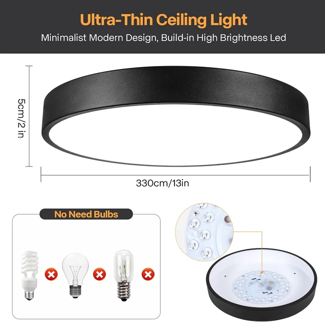 Alt view image 2 of 7 - Flush Mount Ceiling Light, 13" 3CCT Dimmable Modern Matte Black