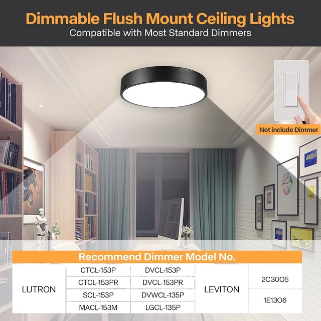 Alt view image 3 of 7 - Flush Mount Ceiling Light, 13" 3CCT Dimmable Modern Matte Black