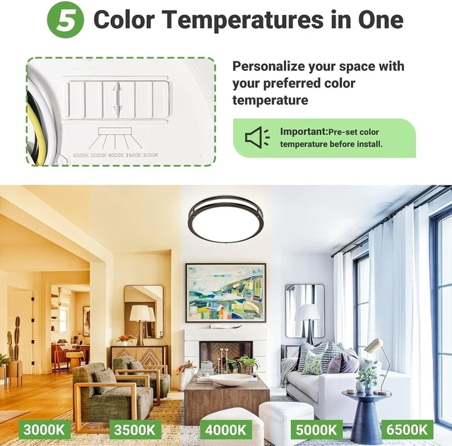 Alt view image 3 of 7 - zemty LED Ceiling Light Fixture, Black 10Inch Dimmable &5CCT(3000K-6500K) Adjustable,15W No Flicker Flush Mount Ceiling Light for Hallway,Closet,Entryway,Bathroom,Laundry Rooms 2 Pack