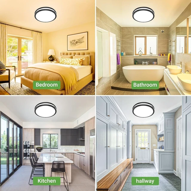 Alt view image 7 of 7 - zemty LED Ceiling Light Fixture, Black 10Inch Dimmable &5CCT(3000K-6500K) Adjustable,15W No Flicker Flush Mount Ceiling Light for Hallway,Closet,Entryway,Bathroom,Laundry Rooms 2 Pack