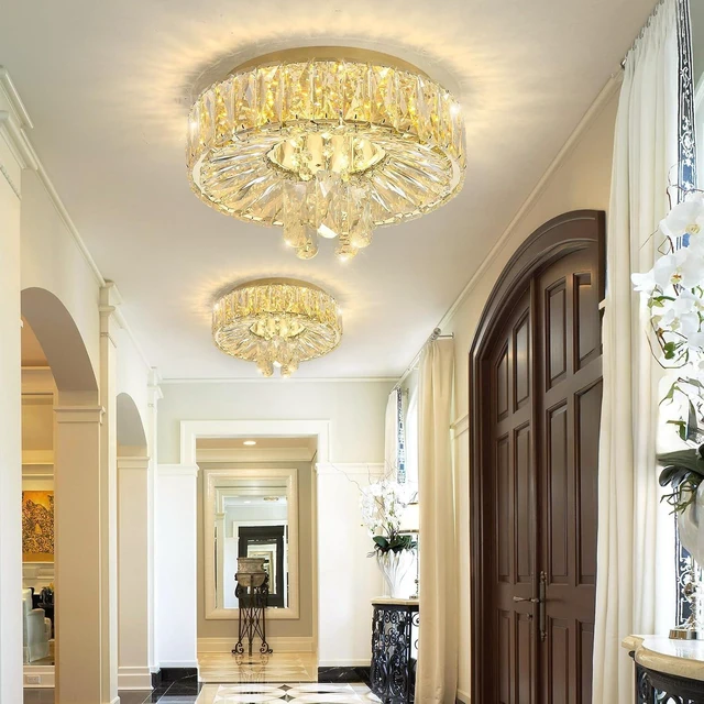 Main image of Mini Chandelier Modern Crystal Chandeliers for Hallway LED Flush Mount Ceiling Light Dimmable Light Fixture for Dining Room Living Room Bedroom
