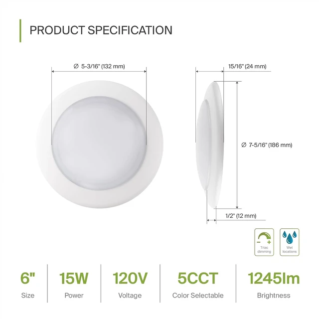Alt view image 2 of 7 - ASD 12 Pack LED Disk Lights 6 Inch, 5CCT Flush Mount Ceiling Light Fixture