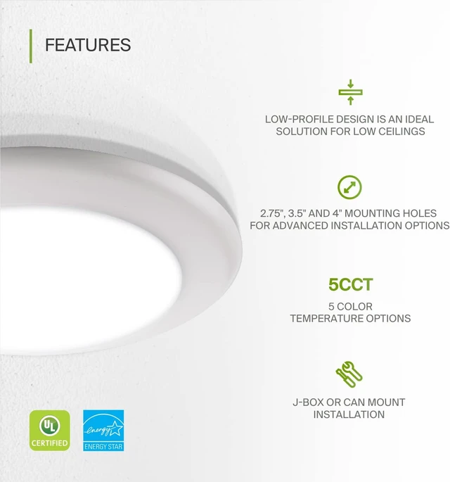 Alt view image 3 of 7 - ASD 12 Pack LED Disk Lights 6 Inch, 5CCT Flush Mount Ceiling Light Fixture