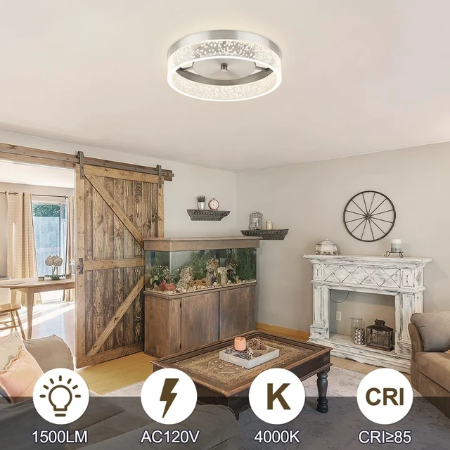 Alt view image 2 of 7 - 12'' Modern Ceiling Light Flush Mount, Clear Bubble Acrylic, 4000K