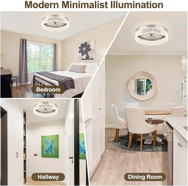 Alt view image 7 of 7 - 12'' Modern Ceiling Light Flush Mount, Clear Bubble Acrylic, 4000K
