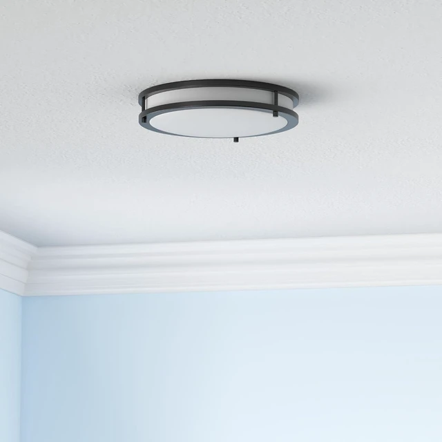 Alt view image 2 of 7 - ASD LED 12" Round Flush Mount Lighting, Close to Ceiling Light Fixture | 3CCT, Dimmable, Energy Star, ETL Listed | 20W 1532LM 3000-5000K 120V | Low Profile Double Ring Lamp | Black