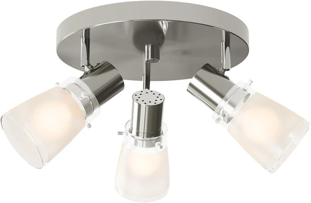 Main image of 10 Track Lighting Kit, Brushed Nickel Finish Flush Mount Ceiling Light Fixture with Frosted Glass Shades, E26 Base Adjustable Heads Provide Directional Light (3-Light)