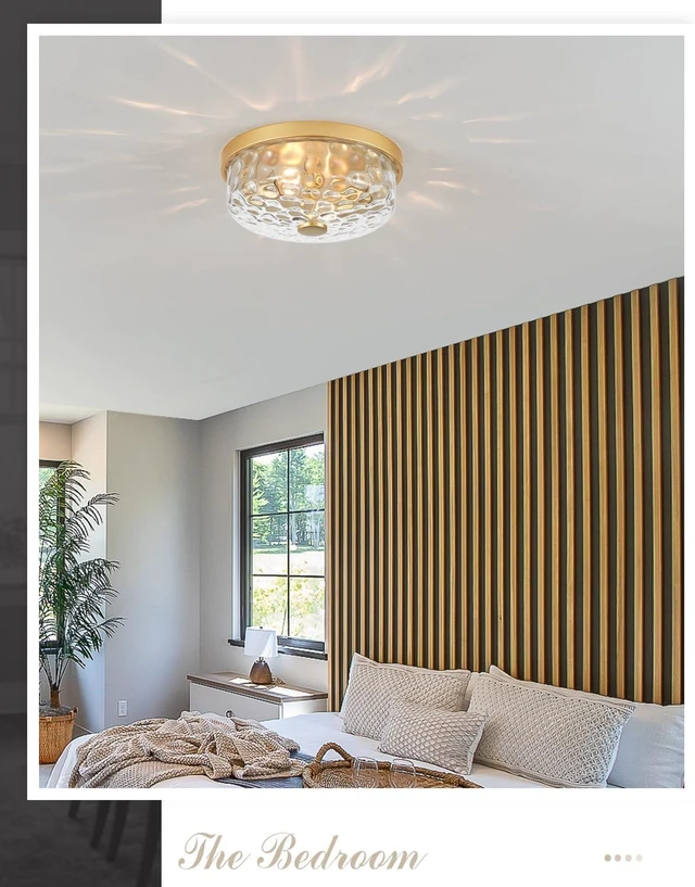 Alt view image 7 of 7 - 12 In Gold Flush Mount Ceiling Light Fixture 2-Light Hammered Glass Shade
