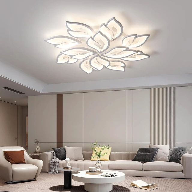 Main image of JAYMP 35.4" Flower Shaped Ceiling Light Dimmable Modern Ceiling Lamp Remote Control LED Lighting Fixture for Living Room Kitchen Dining Room (White/12 Petals)