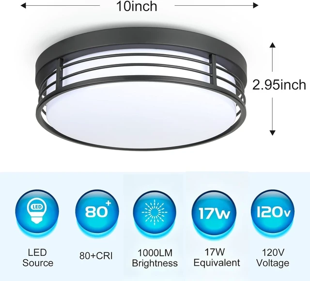 Alt view image 2 of 7 - WISBEAM 10 Inch Matte Black Flush Mount Ceiling Light, 17W LED Ceiling Lighting Fixture with 5CCT(2700K/3000K/3500K/4000K/5000K), Dimmable LED Light Fixtures Ceiling Mount for Kitchen Bathroom Hallway