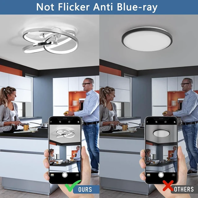 Alt view image 3 of 7 - LED Ceiling Light Fixtures,36W Flush Mount Modern LED Ceiling Light,Cool White 6000K Close to Ceiling Lights for Hallway Bedroom Dining Room Kitchen Bathroom (Chrome, 6000K)
