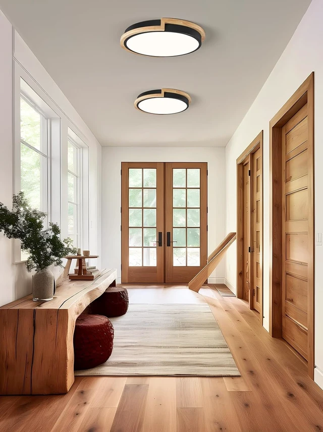 Alt view image 2 of 7 - Modern LED Ceiling Light, Kitchen Light Fixtures with Wood Trim