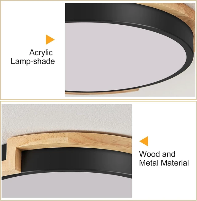 Alt view image 4 of 7 - Modern LED Ceiling Light, Kitchen Light Fixtures with Wood Trim