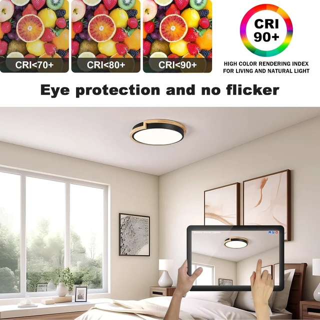 Alt view image 5 of 7 - Modern LED Ceiling Light, Kitchen Light Fixtures with Wood Trim