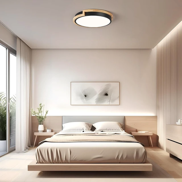 Alt view image 6 of 7 - Modern LED Ceiling Light, Kitchen Light Fixtures with Wood Trim