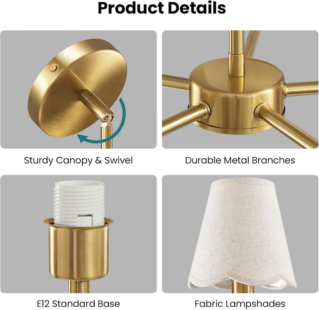 Alt view image 5 of 7 - KAISITE Modern Gold Chandelier 5-Light Farmhouse Chandelier for Dining Room Industrial Dining Kitchen Light Fixture Over Table Ceiling Chandelier for Bedroom Living Room Foyer Entryway