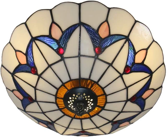 Main image of 12 Inch Vintage Chandeliers Light Tiffany Style Stained Glass Ceiling Light Stained Glass Flush Mount Ceiling Lighting Fixtures (12 Inch WB)