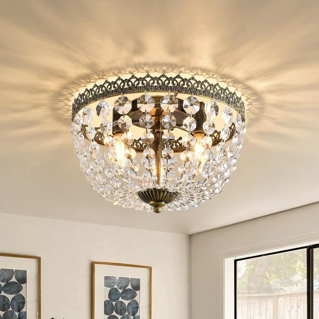 Main image of Crystal Flush Mount Ceiling Light Fixture French Empire Chandelier