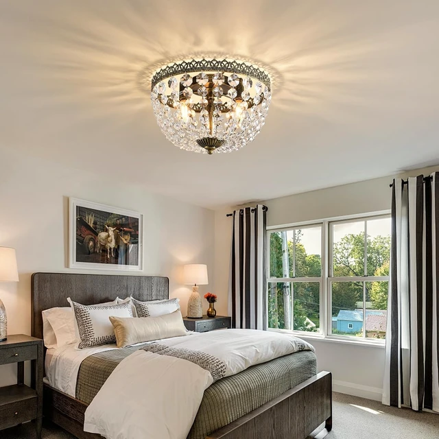 Alt view image 3 of 7 - Crystal Flush Mount Ceiling Light Fixture French Empire Chandelier
