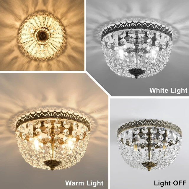 Alt view image 7 of 7 - Crystal Flush Mount Ceiling Light Fixture French Empire Chandelier