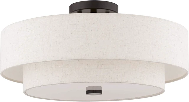 Alt view image 2 of 7 - Livex Lighting 51085-92 4-Light Semi Flush Ceiling Light, English Bronze