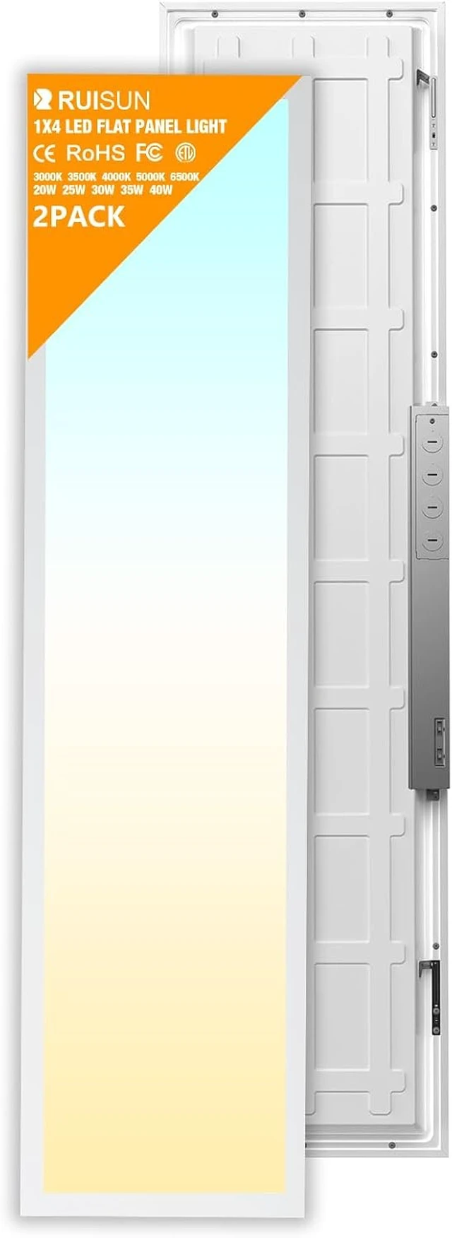 Main image of 2 Pack 1x4 LED Flat Panel Lights with 5CCT Selectable, 5040LM, ETL