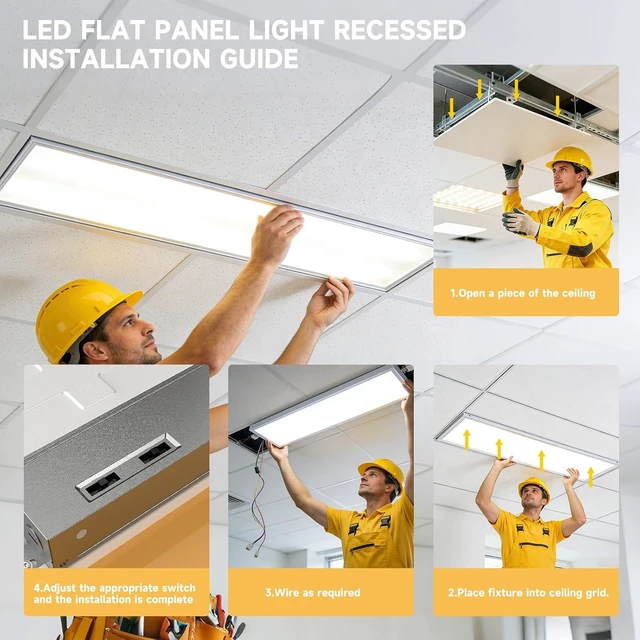 Alt view image 6 of 7 - 2 Pack 1x4 LED Flat Panel Lights with 5CCT Selectable, 5040LM, ETL