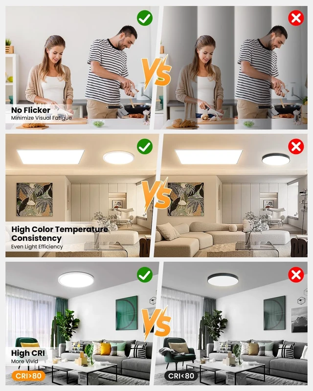Alt view image 3 of 7 - 8Inch Low Profile Ceiling Light, 15W 1200LM 5CCT Ultra Thin Surface Mount Light for Wet Location, No Flicker and Dimmable Flush Mount Lighting, 8 Inch 4Pack Gold