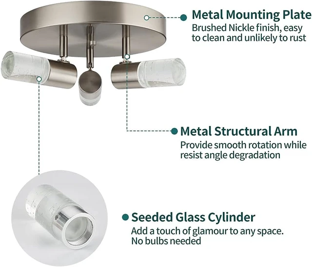 Alt view image 5 of 7 - kadision 3-Light Semi Flush Mount Ceiling Light, Adjustable Beam Angle