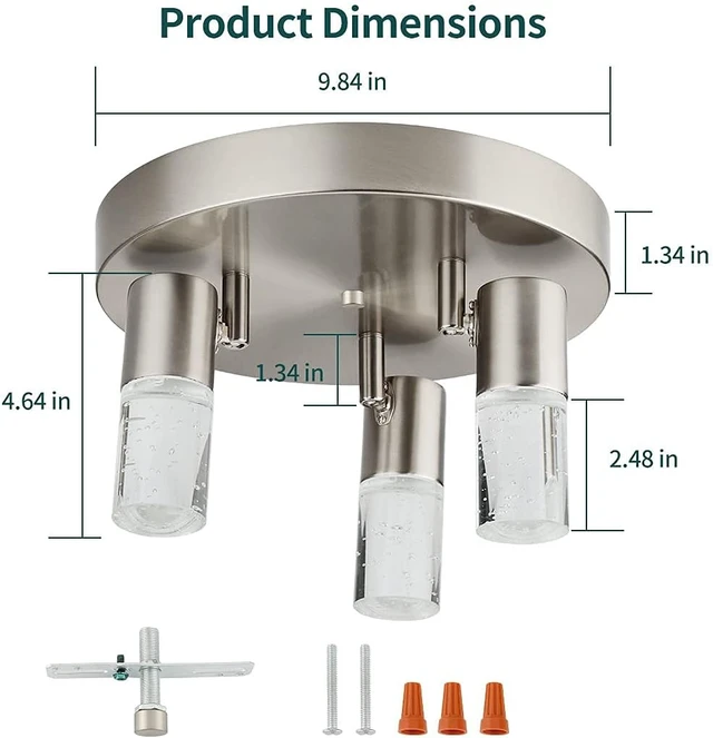 Alt view image 6 of 7 - kadision 3-Light Semi Flush Mount Ceiling Light, Adjustable Beam Angle