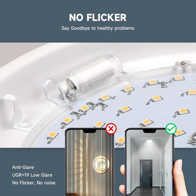 Alt view image 3 of 7 - ECOELER 8 Inch Round Flush Mount Ceiling Light LED Disc Light, Round Dimmable Lighting Fixture, 30W 2000Lm, 5000K Day Light, Aluminum Trim Matte White Finish, ETL Listed