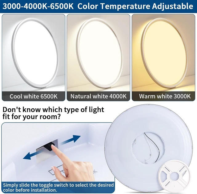 Alt view image 3 of 7 - 24 inch Large Led Flush Mount Ceiling Light Fixture Dimmable Brushed Nickel