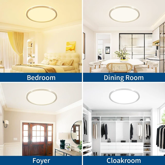 Alt view image 6 of 7 - 24 inch Large Led Flush Mount Ceiling Light Fixture Dimmable Brushed Nickel