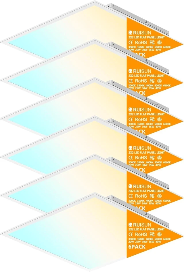 Main image of 6 Pack 2x2 LED Flat Panel Lights with 5CCT Selectable, 4800LM, ETL